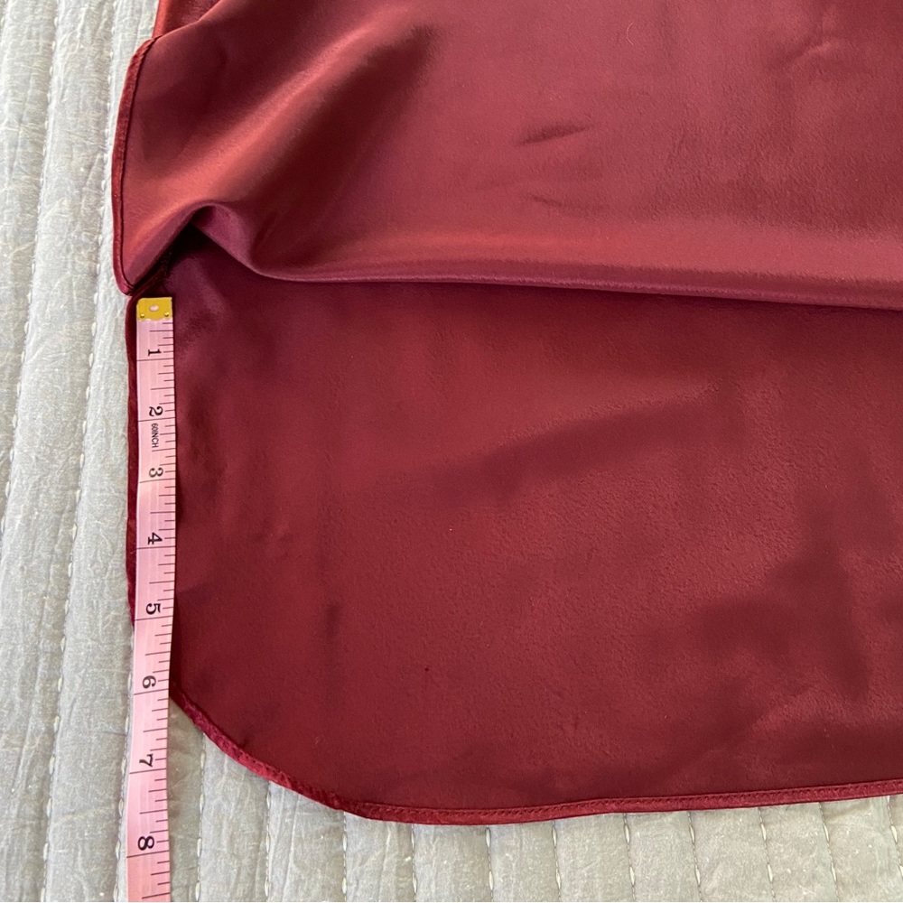 Vintage 80s Cranberry Satin Short Sleeve Nightgown - Size S - Picture 8 of 12